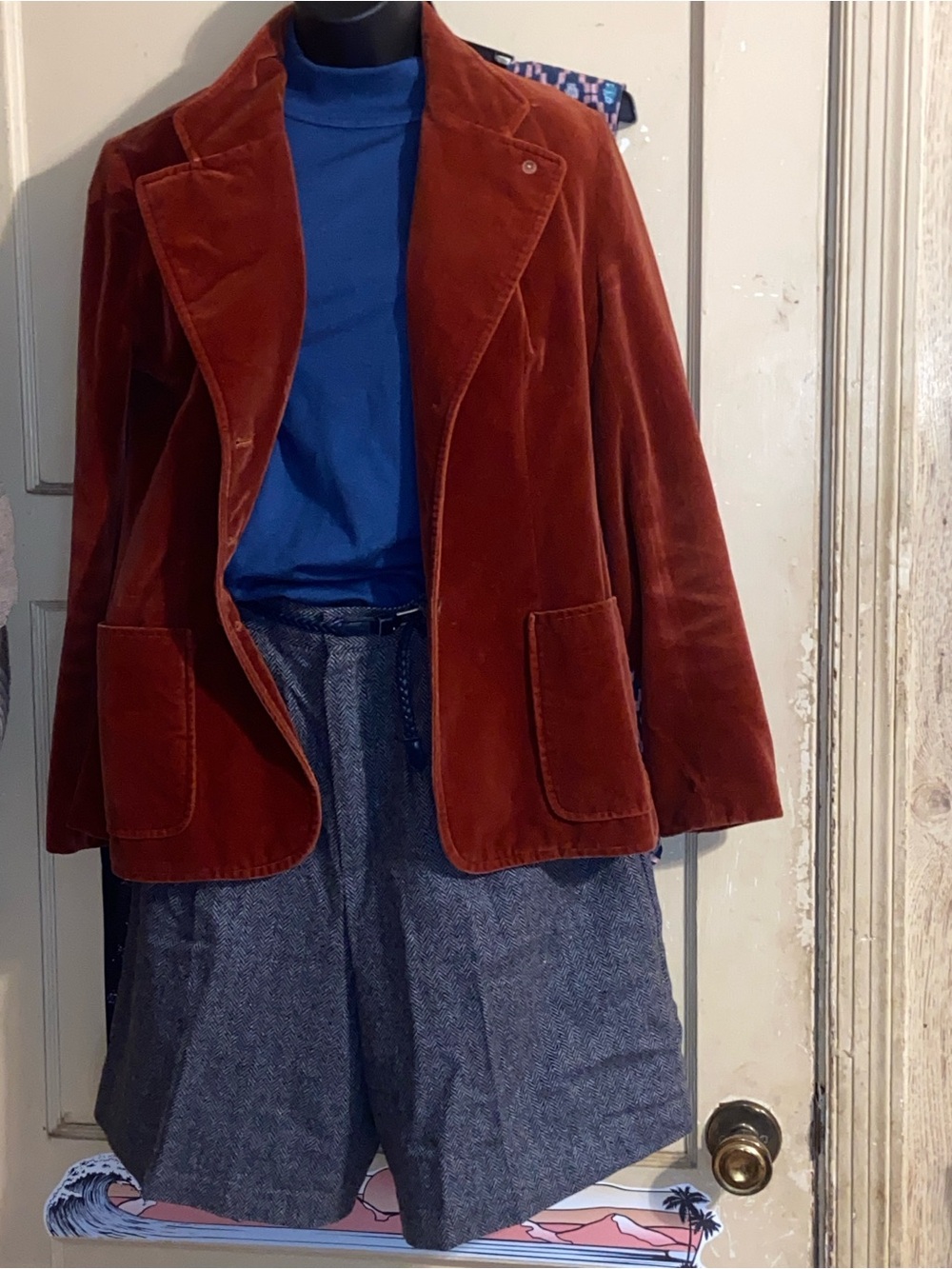 VTG VELVET BLAZER KIRKLAND HALL Rust Red Brown MEDIUM?